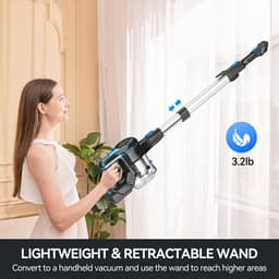 VacniQ Steelstofzuiger Draadloos -Geschikt voor dierenhaar, tapijten en auto's- Lichtgewicht --6 IN 1 Kruimeldief- Draadloze Stofzuigers - Steelstofzuigers - Kruimelzuiger - Blauw-50KPa — thumbnail 5