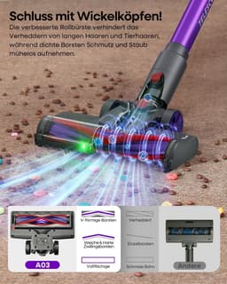 Draadloze Stofzuiger - Steelstofzuiger Kruimeldief - Snel Huis Schoonmaken - Krachtige Zuigkracht - 40 x 30 x 10 cm - Zwart — thumbnail 5