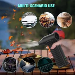 Elektrische Bladblazer - Luchtblazer Stofverwijderaar - Apparaten Reinigen - Krachtige 110.000 RPM - 2600mAh Batterij - Zwart — thumbnail 4