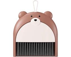 Mini Bezem Stoffer - Handveger Set - Bureau Reinigen - Compact Snap-On Ontwerp - 23.5 x 18 cm - Lichtgrijs