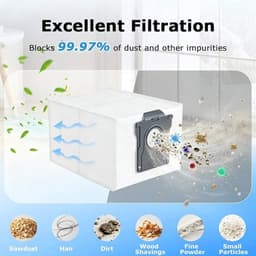 15 stofzuigerzakken compatibel met Dreame L10s Ultra Gen2/Gen3, X30/X40/X50, Aqua10 Ultra – 4-laags filtratie, 99,9% stofopvang, 3,2 liter, wit — thumbnail 3