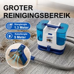 Tapijtreiniger / Vlekkenreiniger / Bekledingsreiniger – Elektrische Carpet Cleaner met 5m Snoer–2-in-1 Spray & Zuig – Incl. Brede Zuigmond, Smalle Zuigmond & 1,3m Flexibele Slang – Voor Tapijt, Bekleding, Auto, Trap & Bank–Krachtige Vlekverwijderaar — thumbnail 3