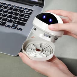 KZQ Stille mini bureaustofzuiger met USB - Draagbare kruimelverwijderaar voor bureau toetsenbord en tafel - Verwijdert haren stof en kleine restjes - Zwart-wit — thumbnail 2