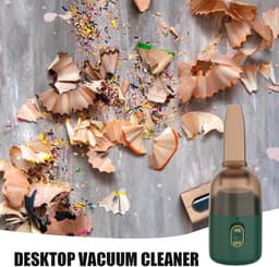 KZQ Draadloze mini bureaustofzuiger met USB opladen - Draagbare kruimelverwijderaar voor bureau en toetsenbord - Transparant ontwerp met draaibare borstel - Groen — thumbnail 5