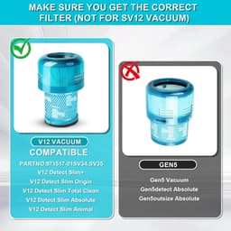 Geschikt voor Dyson V12 Filter Set van 3 - Geschikt voor Detect Slim, Absolute, Fluffy - Vervangt 971517-01 - Wasbaar HEPA Filter met Borstel - Blauw — thumbnail 5