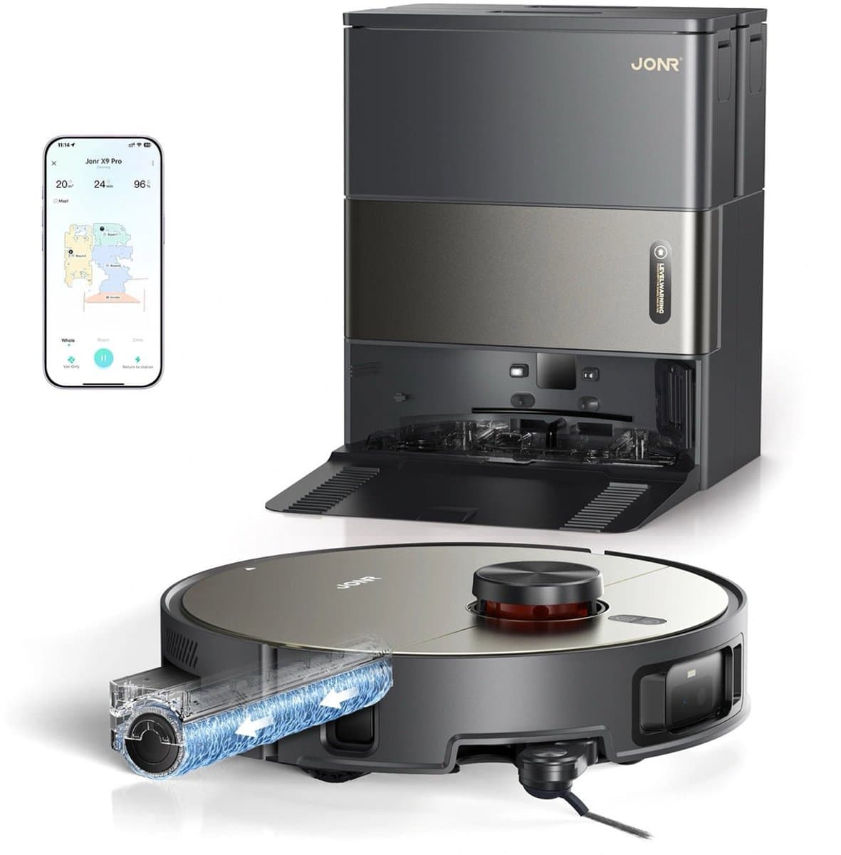 JONR X9PRO Robot Stofzuiger met Dweilfunctie - All-in-One Station - Sterke Zuigkracht - Heet water Mopwas — afbeelding 1
