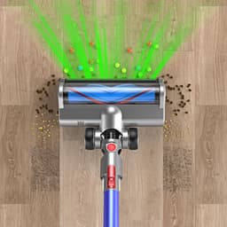 Vervangende Zuigmond Met Groene LED-Verlichting Voor Dyson V7 V8 V10 V11 V15 - 255 mm 90°/180° Draaibaar Geschikt Voor Alle Vloeren - Grijs — thumbnail 3