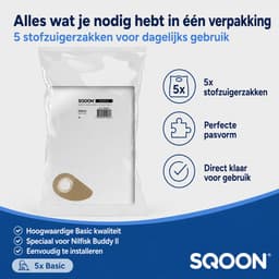 SQOON® Stofzuigerzakken Basic Geschikt voor Nilfisk Buddy II – 5 Stuks — thumbnail 2