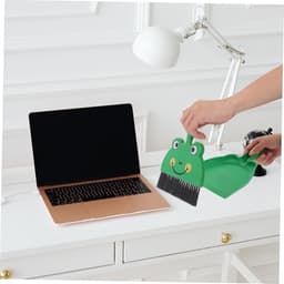 Stoffer en Blik Set - Mini Bezempje - Bureau Schoonmaken - Compact Ontwerp - 23 cm - Groen — thumbnail 2