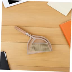 Handveger Stofblik - Mini Bezem - Bureau Schoonmaken - Houten Steel - Compact Formaat - Beige — thumbnail 2