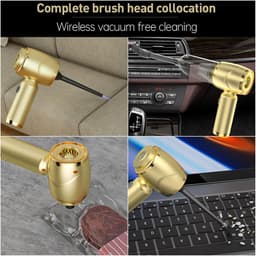 Draagbare Kruimeldief - Mini Stofzuiger - Auto Interieur Reinigen - Krachtige Zuigkracht 100.000 PA - 50 Gram - Goud — thumbnail 5