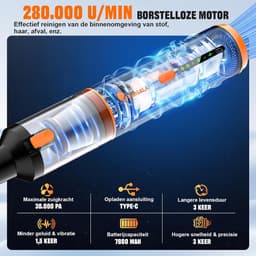 Handstofzuiger Draadloos 30000Pa – 4-in-1 Autostofzuiger – HEPA Filter – 40 Min Batterijduur — thumbnail 2