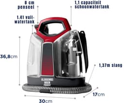 QORA® Tapijtreiniger machine - Tapijtreiniger - Tapijtreiniger apparaat - Zwart/Rood - 3cm x 25cm x 17cm — thumbnail 2