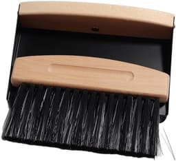 Mini Bezem Stoffer Set - Kleine Veegset - Bureau Schoonmaken - Houten Handvat - 15.5 cm - Zwart — thumbnail 2