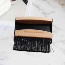 Mini Bezem Stoffer Set - Kleine Veegset - Bureau Schoonmaken - Houten Handvat - 15.5 cm - Zwart — thumbnail 4