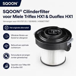 SQOON® Cilinderfilter geschikt voor Miele Triflex HX1 (uitgezonderd facelift) - Gelijk aan HX-FDF 20 / 12518910 / 41996717INT - Vervangingsfilter voor stofzuigerfiltering — thumbnail 4