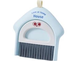 Bezem Stofblik Set - Mini Schoonmaak - Bureau Reinigen - Ruimtebesparend Ontwerp - 21 x 19 x 3 cm