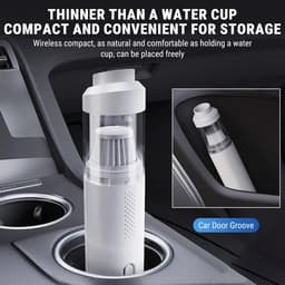 Mini handstofzuiger auto draadloos 5000 Pa 90W Wit, USB-C oplaadbaar draagbare vacuümreiniger voor auto, thuis en kantoor voor meerdere toepassingsscènes — thumbnail 2