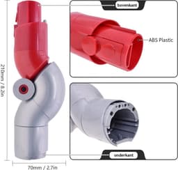 Adapter Met Snelle Ontgrendeling Geschikt Voor Dyson V12 - Multi Hoek Rotatie Tot 90 Graden - Ergonomisch Stofzuigen - Steelstofzuiger Onderdelen - Rood/Grijs — thumbnail 4