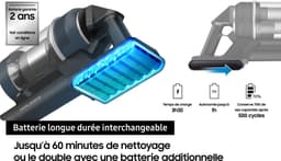 Samsung VS20B75B1R4 2-in-1-steelstofzuiger Batterij/Accu Droog Zakloos 550 W Zwart, Chroom, Violet — thumbnail 2