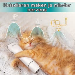 Hondentondeuse Met Stofzuiger En Hondenborstel – Elektrische Huisdierborstel Met 12.000 Pa Zuigkracht En 2-5 L Capaciteit (Witgrijs) — thumbnail 2