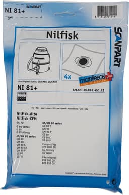 Scanpart stofzuigerzakken 4 stuks - Geschikt voor Nilfisk GA70 GM80 GM90 GS80 GS90 - Inclusief 1 filter - Alternatief — thumbnail 3
