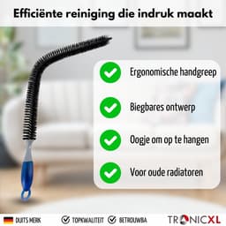 TronicXL XXL Premium Radiator Reinigingsborstel + Stofzuiger Opzetstuk 30-37 mm | Geschikt voor oude radiatoren, flexibele borstel en slang | 73 cm borstel + 46 cm stofzuigermondstuk — thumbnail 5