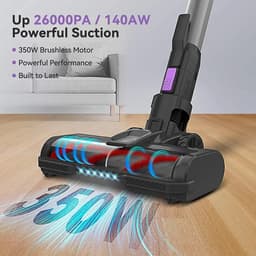 Handstofzuiger met Steel - Zakloze Stofzuiger - Draadloze Steelstofzuiger - Draadloze Stofzuiger - 26000pa - 3-Snelheden - Afneembare Kruimelzuiger — thumbnail 5