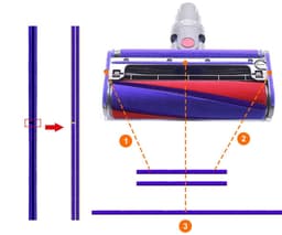 Store_7 - Set van 3 pluche strips - Stofzuiger accessoires - Blauw - Zelfklevende pluche band - Geschikt voor Dyson V6 V7 V8 V10 V11 V12 V15 — thumbnail 2