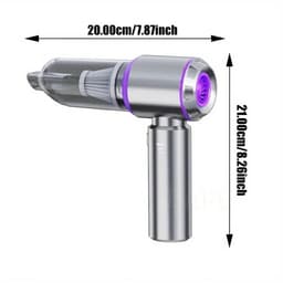 Weelora Mini Stofzuiger - Kleine Stofzuiger - Mini Stofzuiger Draadloos - Compacte Stofzuiger - Auto Stofzuiger - 4-in-1 - Draagbaar En Draadloos - Perslucht - Hand Held - 13000Pa - Kleur Licht Grijs — thumbnail 4
