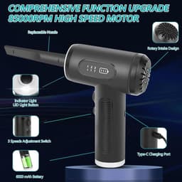 Elektrische Plumeau - Stofzuiger Ventilator - Grondig Reinigen - 3 Snelheden Instelbaar - 6000 mAh Batterij - Zwart — thumbnail 3