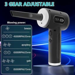 Elektrische Plumeau - Stofzuiger Ventilator - Grondig Reinigen - 3 Snelheden Instelbaar - 6000 mAh Batterij - Zwart — thumbnail 5