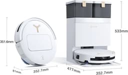 ECOVACS DEEBOT T50 PRO OMNI Gen3 Robotstofzuiger met Dweilfunctie - 25.000Pa - 8.1 cm Ultradun - ZeroTangle 3.0 - TruEdge 2.0 Randreiniging - AIVI 3D 3.0 Obstakelvermijding - 75°C Heetwater-Wit - 1000ml Schoonmaakmiddel — thumbnail 5