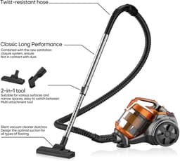 Krachtige Stofzuiger 15000 Pa Zuigkracht 3600W met Multi-Cyclonische Filtratie - Bedraad Stofzuiger voor Harde Vloeren en Tapijten - 5 Meter Snoer - Instelbare Zuigkracht — thumbnail 4