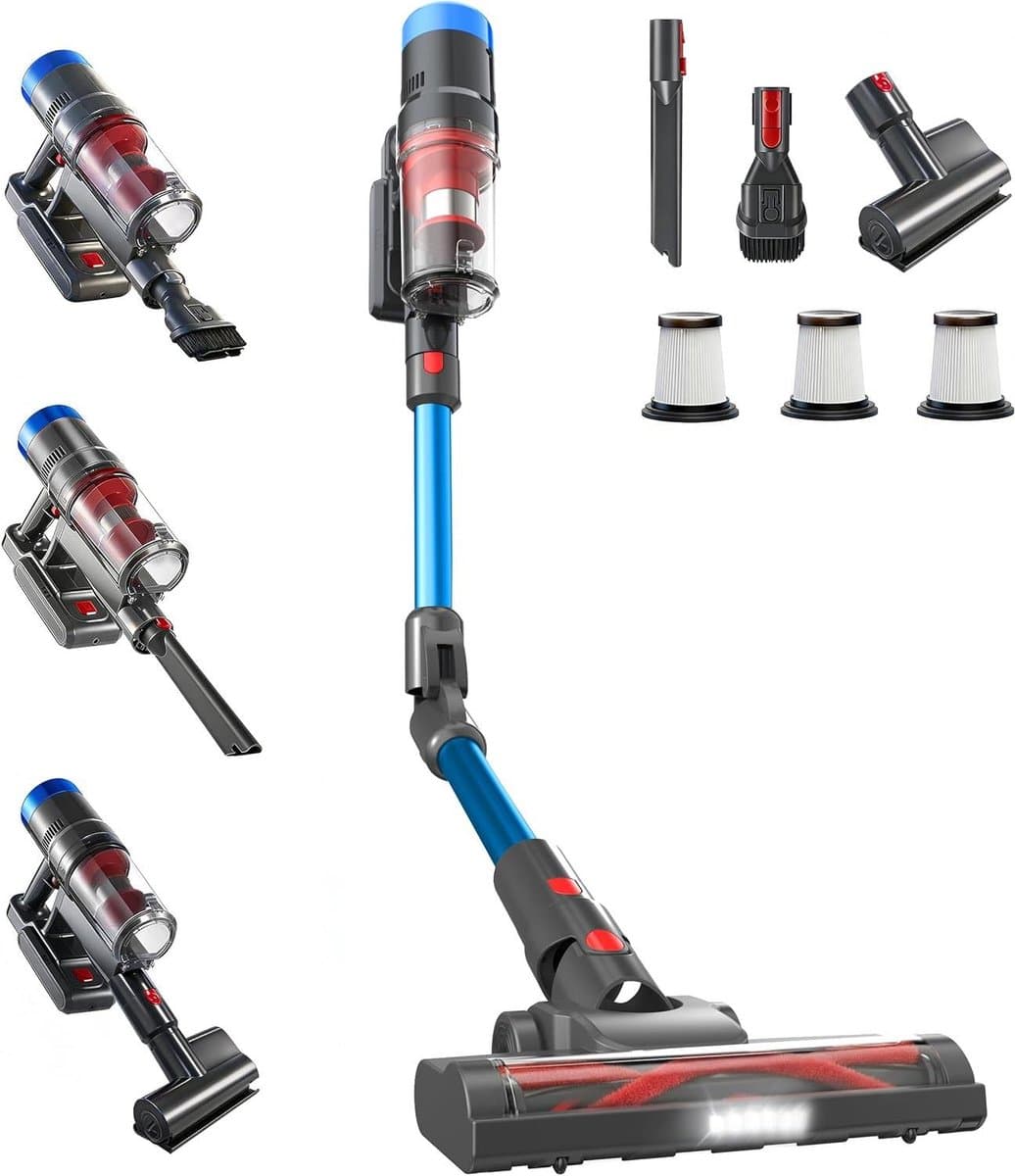 Draadloze Steelstofzuiger - Oplaadbare Bezemer - Huis Snel Schoon - HEPA Filtratie - 60 Minuten Looptijd - Blauw — afbeelding 1