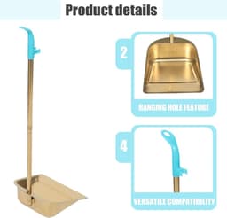 Staande stoffer - Veegset lange steel - Huishoudelijk schoonmaken - Verdikt roestvrij staal - 80 cm lengte - Goud — thumbnail 5