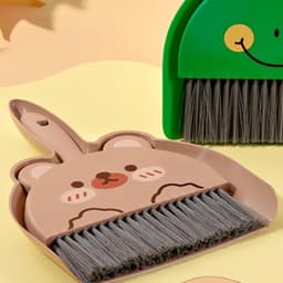 Stoffer en Blik Set - Mini Bezem Blik - Bureau Schoonmaken - Ingeklapt Clipontwerp - 24 x 17 cm - Grijs — thumbnail 4