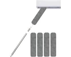 Lange Steel Stofdoek - Uitschuifbare Plumeau - Stof Vrij Maken - Wasbare Microvezel Kop - 65 cm - Grijs