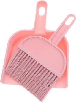 Mini Bezem Stoffer - Kleine Schoonmaakset - Snel Opruimen - Compact Ontwerp - 20.5cm Lengte - Roze — thumbnail 1