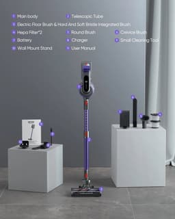 Steelstofzuiger - Vacuum Cleaner - Draadloze Stofzuiger- Kruimeldief Snoerloos - 450W - 38Kpa Zuigkracht - Handstofzuiger - met Touchscreen en 1.5L Stofreservoir - voor Tapijt, Vloer & Auto — thumbnail 2