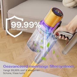Draadloze Stofzuiger - Steelstofzuiger Krachtig - Huishoudelijk Schoonmaken - Slimme Zuigkracht Sensor - 80 Min Werktijd - Zwart — thumbnail 5