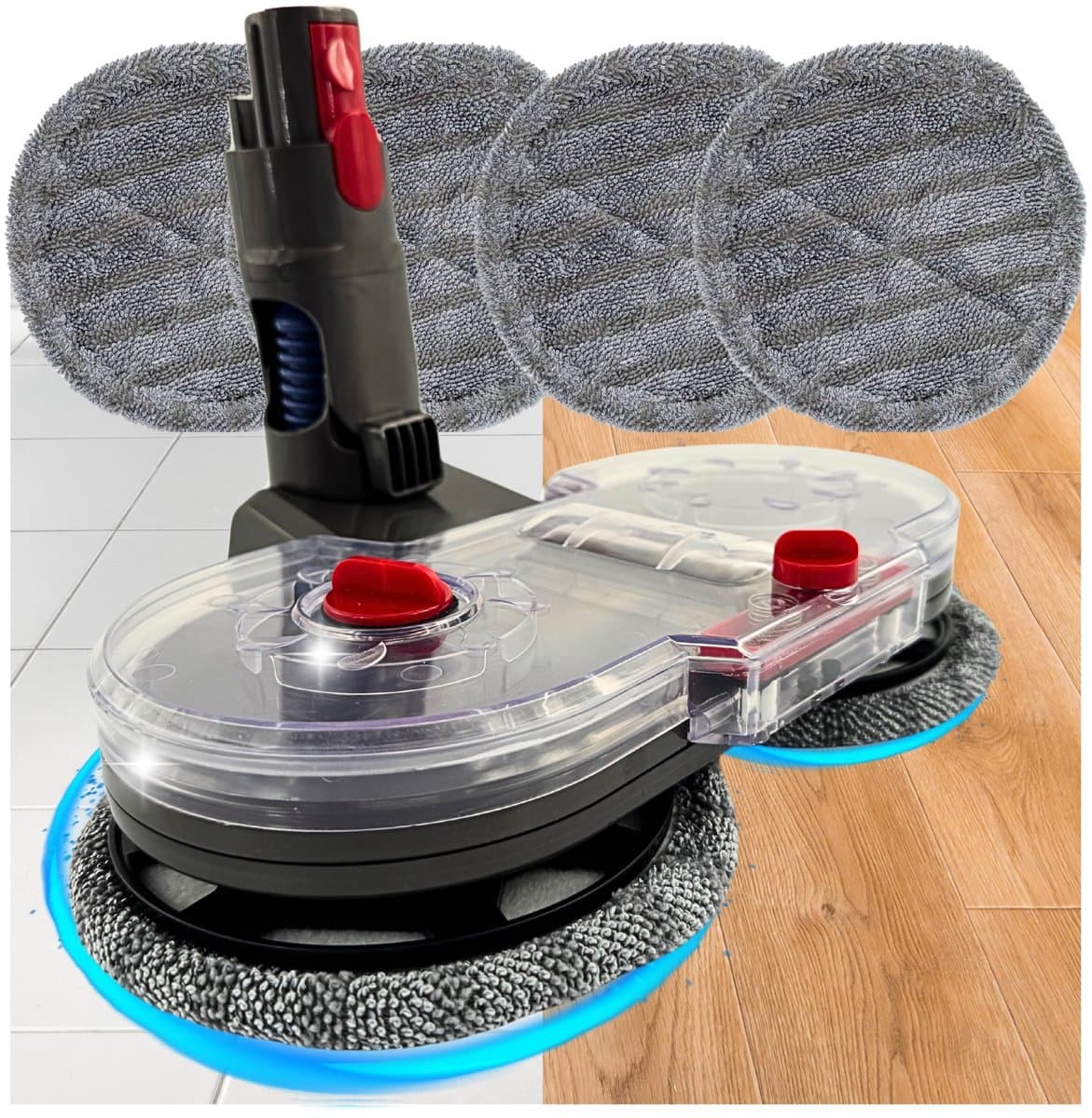 Maxorado 2-in-1 Vloermop geschikt voor Dyson V7 / V8 / V10 / V11 / V15 – Inclusief 4 Pads - Dweilmondstuk - Vloerreiniger - Stofzuigermondstuk — afbeelding 1