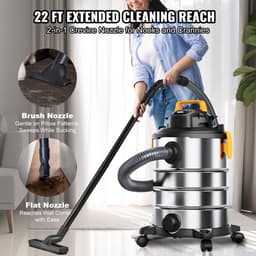 Nat-/droogzuiger voor werkplaatsen, 30 l, 6 pk, roestvrij staal, krachtige zuig- en blaasfunctie, draagbaar met opzetstukken, ideaal voor tapijten en vuil, zilver + zwart — thumbnail 5
