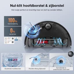 Roborock Qrevo Edge S5A robotstofzuiger - 18500Pa - met dweilfunctie&Liftable mop - anti-verstrengeling - obstakelvermijding - individuele tapijtstrategie - ultradun design - 75 °C heet water mopwas - Zelfreinigend - Zwart - S8 Pro Ultra upgrade — thumbnail 4