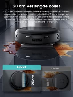 Lefant M5 PRO robotstofzuiger – 18.000 Pa – dweilreiniging met heet water tot 75 °C & zelfreinigend station – dTOF Lidar-navigatie – bediening via de Lefant-app – robotstofzuiger voor huisdieren, dierenharen en tapijt — thumbnail 5