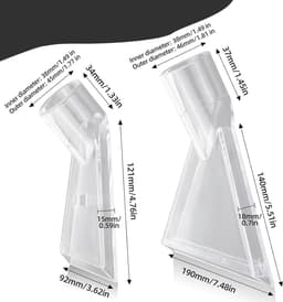 Extractiemondstukken Voor Stofzuiger – Set Van 2 Bekledingszuigmonden – 38 mm Aansluiting – Voor Nat- En Droogzuigers – Voor Bank, Tapijt, Autostoelen En Matras – Transparant — thumbnail 4