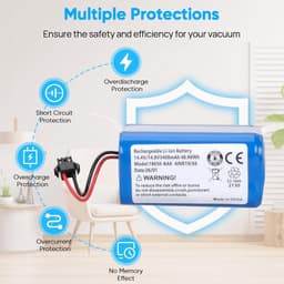 Krachtige 3400 mAh batterij voor diverse stofzuigers zoals Tikom, Yeedi en Conga Excellence, ideaal voor langdurig gebruik en optimale prestaties — thumbnail 3