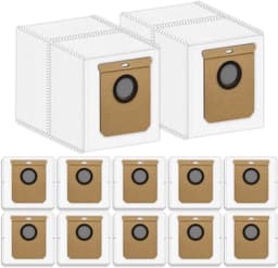12 stuks stofzakken geschikt voor Eufy Clean L60 SES / L60 Hybrid SES / L50 SES zuigrobot - afzuigstation - 2,5 l grote capaciteit - stofzuigerzakken - 2-in-1 stofzuiger geschikt voor Clean Station reserveonderdelen — thumbnail 1