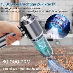 TOVBMUP Handheld - Stofzuiger - Auto-oplaadbare stofzuiger - 15000PA - Draadloze stofzuiger - 3 snelheden - Perslucht - Geschikt voor auto, keuken, bank, kantoor, huis — thumbnail 2
