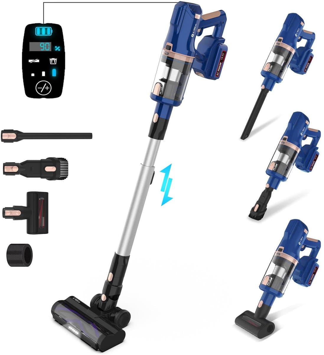 1 Draadloze Stofzuiger - 28kPa Kracht - 60 Minuten Autonomie - 2-in-1 Handmatig & Vloer - Stofzuiger Voor Dierenharen - Blauw — afbeelding 1